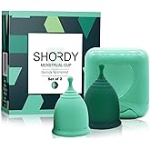 SHORDY Reusable Menstrual Cups (Small & Large) Set of 2 with Box, 100% Soft Silicone, Copa Menstruelle, Period Cup, Heavy & Light Flow, Feminine Hygiene, Tampons, Pads & Disc Alternative for Women