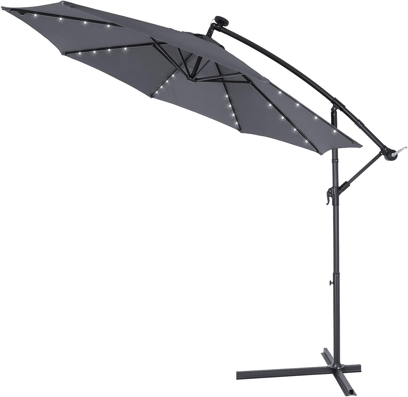 Kingsleeve 3m Garden Sun Parasol LED Solar Lights Anthracite Cantilever