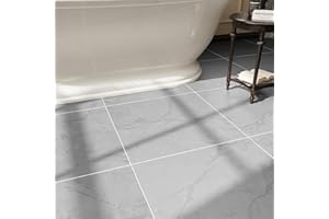 ZRJT 20-Pack Peel and Stick Floor Tiles Vinyl Floor 12 x 12 inch Self Adhesive Waterproof Flooring Planks DIY for Bathroom, Kitchen, Living Room, RV, Cover 20 Sq. Ft, Light Grey Marble