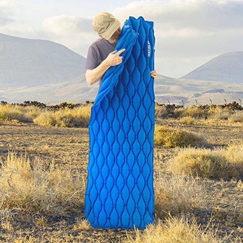 Ultralight Sleeping Pad by VENTURE 4TH | Lightweight, Compact, Durable, Tear Resistant, Supportive and Comfy | For Camping , Traveling , Lounging , Sleeping Bags , Hammocks , Hiking and More | Blue - Thumbnail 3