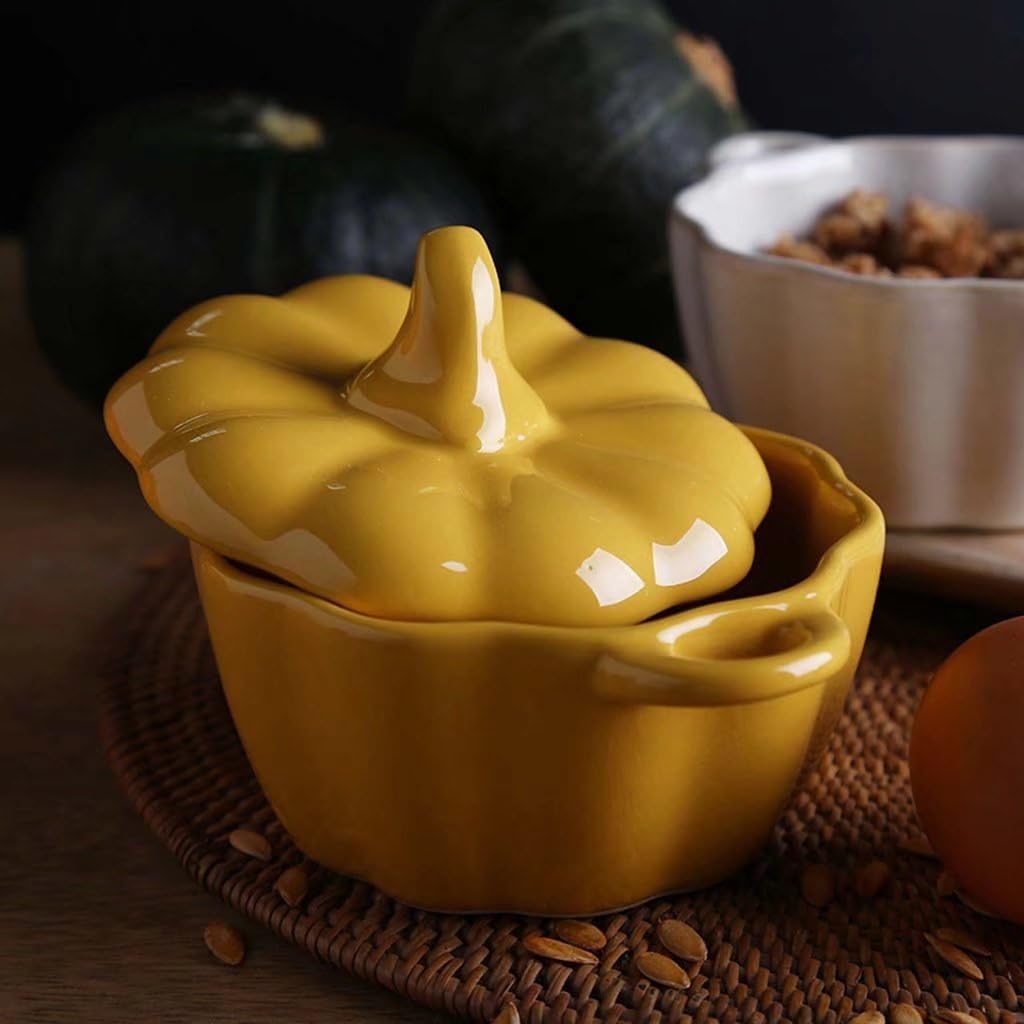 Ceramic Fruit Bowl Cute Pumpkin Bowl With Lid Tableware for Home Kitchen Fruit