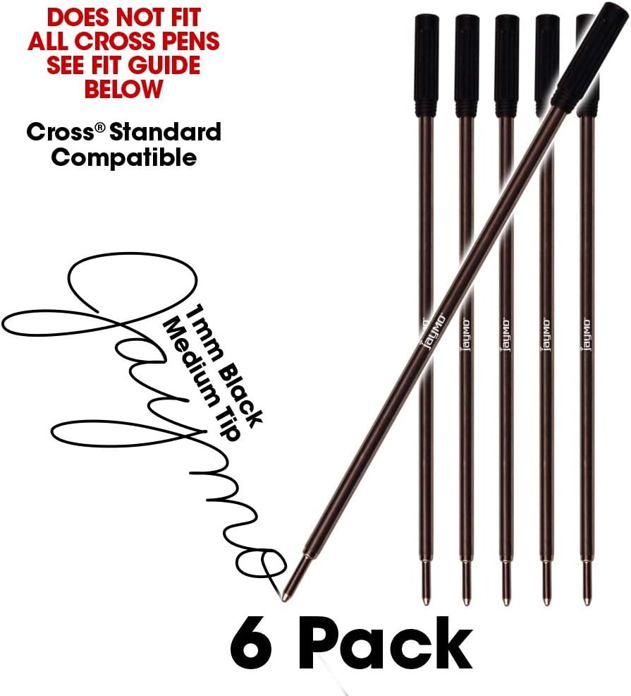 Jaymo 6 Black Cross Compatible Ballpoint Pen Refills