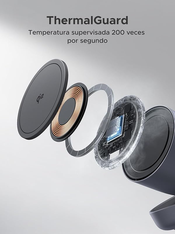 Zapix Qi2 15W Cargador Inalámbrico iPhone 2 en 1 MagSafe (Gris) — foto 4 de 8