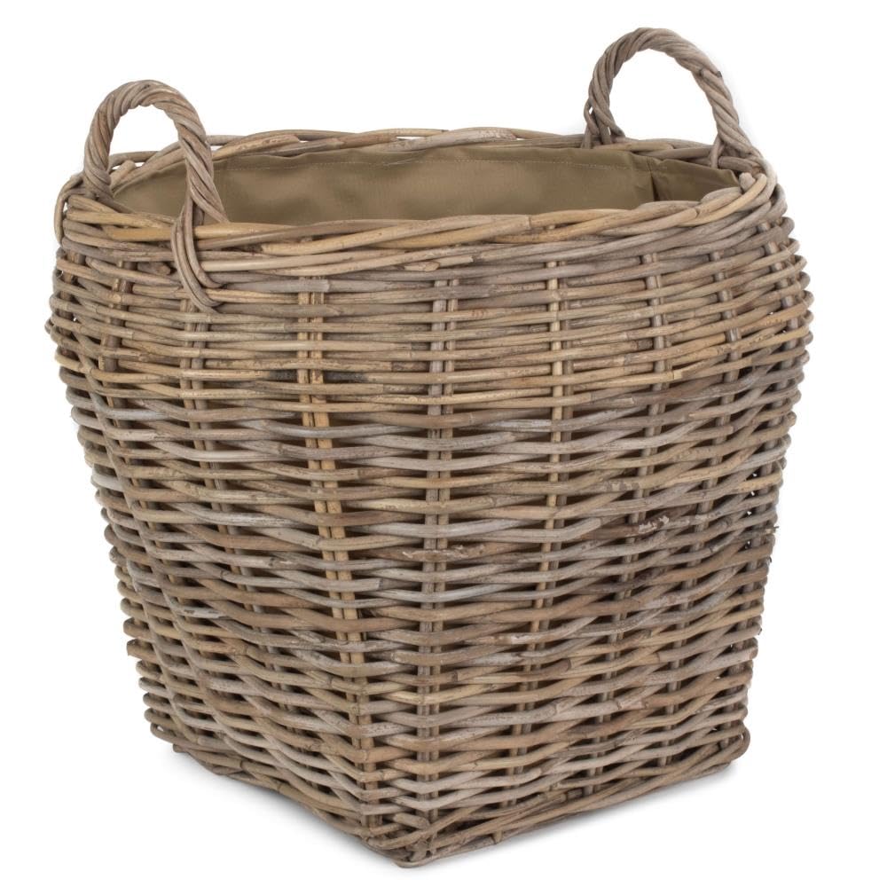Red Hamper Amphora Rattan Log Basket with Hessian Lining, One Size