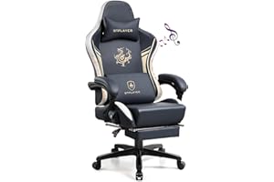 GTPLAYER Gaming Chair with Bluetooth Speakers and Footrest, Dragon Series Video Game Chair, Heavy Duty, Ergonomic, Esports Computer Office Chair,(BLUEGRAY)