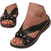Sandals for Women 2026 Slip On Dressy Summer Comfortable Slides Footbed Cushion Walking Sandals Lightweight Memory Foam Platform Shoes