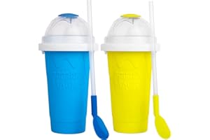 MICEAN Slushy cup Slushie Maker Cup,Frozen Magic Slushy Cup - Create Delicious Slushies Anywhere with This Fun and Cool Slushie Maker Cup! (Blue＋Yellow)