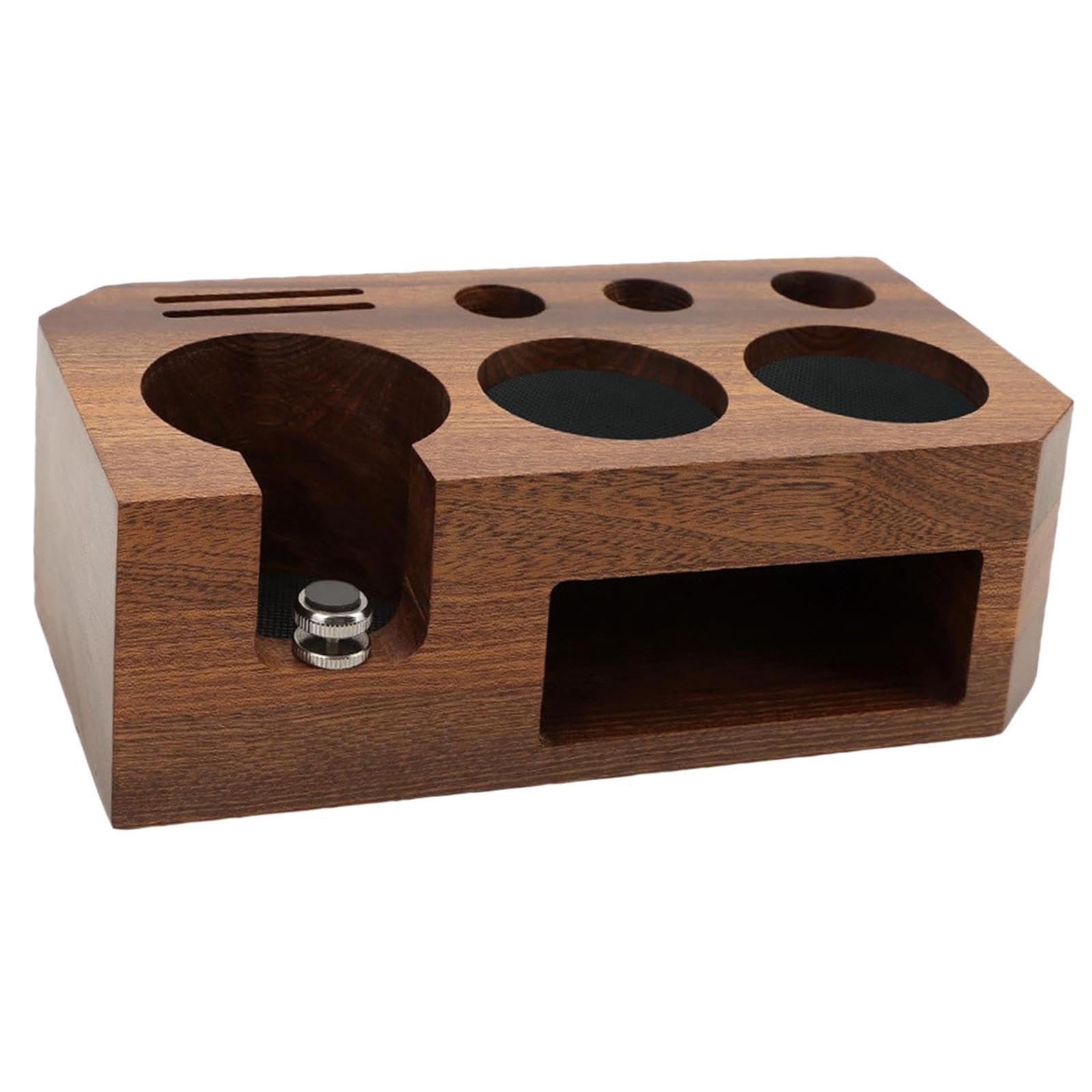 LOVIVER Espresso Tamping Station Wooden Coffee Tamper Station Base Espresso Tamp Stand Universal Coffee Tamper Holder for Shop, fits 51mm 54mm