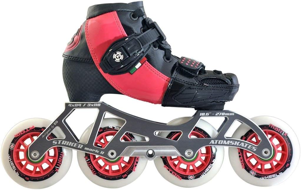 Atom Luigino Kid's 4 Wheel Adjustable Challenge Outdoor Inline Skate Package (Atom Matrix 80mm,Firm,Bionic ABEC7)