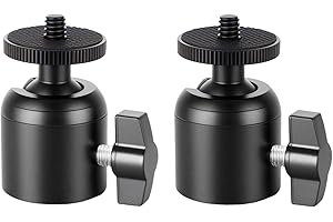 Daniob 2-Pack Mini Ball Head, Tripod Head with 1/4" hot Shoe, 360° Rotatable Ball Head Camera Mount Adapter, Max Load 5.5 lb 