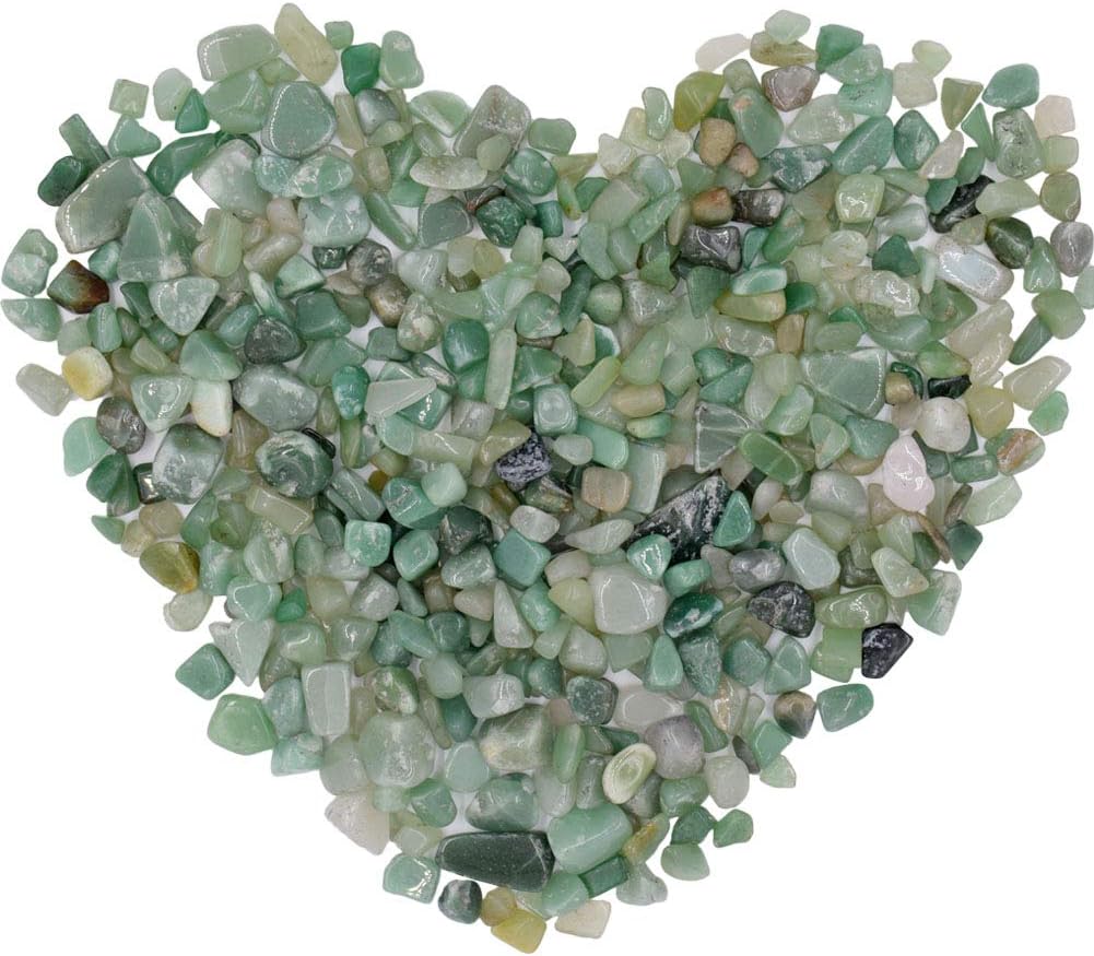 Bofanio 1.1 lb Green Aventurine Chips Stone Crushed Crystal Quartz Pieces Irregular Shaped Tumbled Stones Raw Gems Beads Filler Colored Decorative Rocks for Aquarium Vases Plants Crafts (500g/Bag)