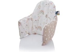 Bebek Ozel Cover– Washable & Reversible Cotton Cushion Cover for IKEA High Chair Accessories, Compatible with Antilop,Only Cover! (Brown Rainbow)