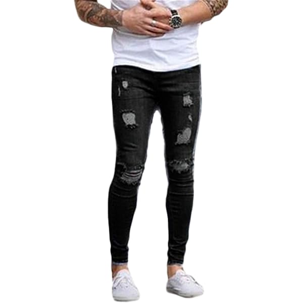 Andongnywell Men's Plus Size Ripped Skinny Jeans Trousers Fashion Casual Loose Destroyed Denim Pants - Product Details