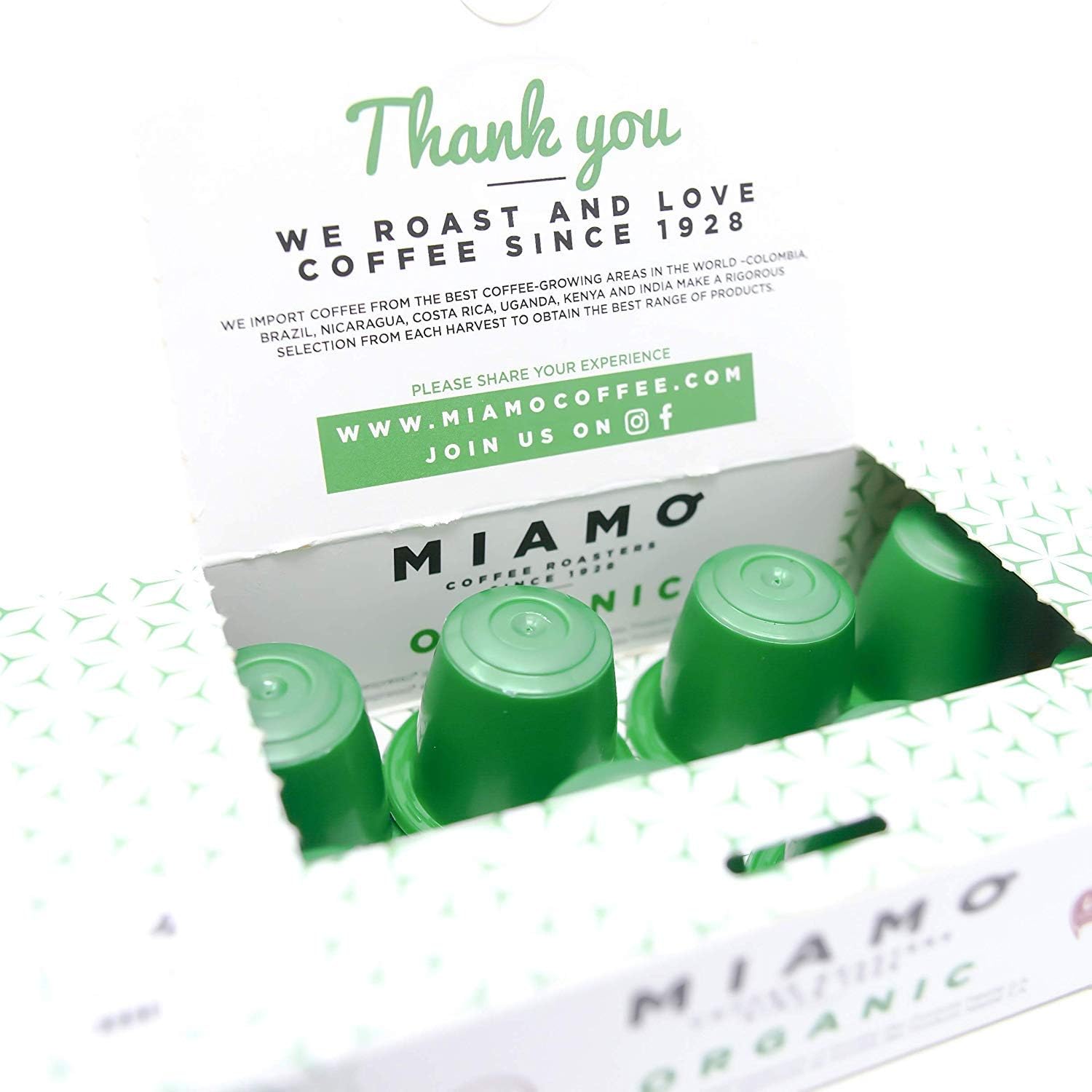 Miamo Espresso Capsules Organic Coffee Compatible with Nespresso Original Line 50 pods