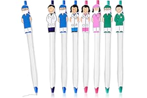 YYBD 7Pcs Doctor Nurse Themed Pens Nursing Pens Ballpoint Pen with Medical Character Toppers Nurse Appreciation Gifts Doctor 