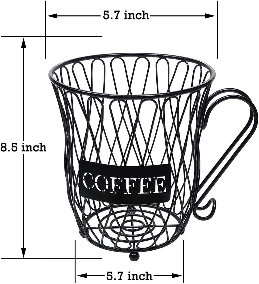 Homentum Coffee Pod Holder Basket,K Cup Holder for Counter,Metal Coffee Mug Storage Basket,Fathers Day Gifts Espresso Pod Holder for Table Bar(Black): Kitchen & Dining