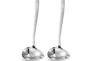 KEAWELL Louis Hammered 18/10 Stainless Steel Sauce Ladle With Pouring Spout, Great small sauce spoon for gravies and dressing