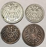 1 Kaiser Era German 4 Coin Set, Real Prussian Collectables Empire That Started World War 1 WW1. Pre Nazi, Comes With Certificate Of Authenticity. Circulated Graded by Seller