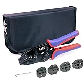 HKS Coax Ratchet Crimping Tool Set for Coaxial RG Cable RF Connector with 5 Changeable Dies