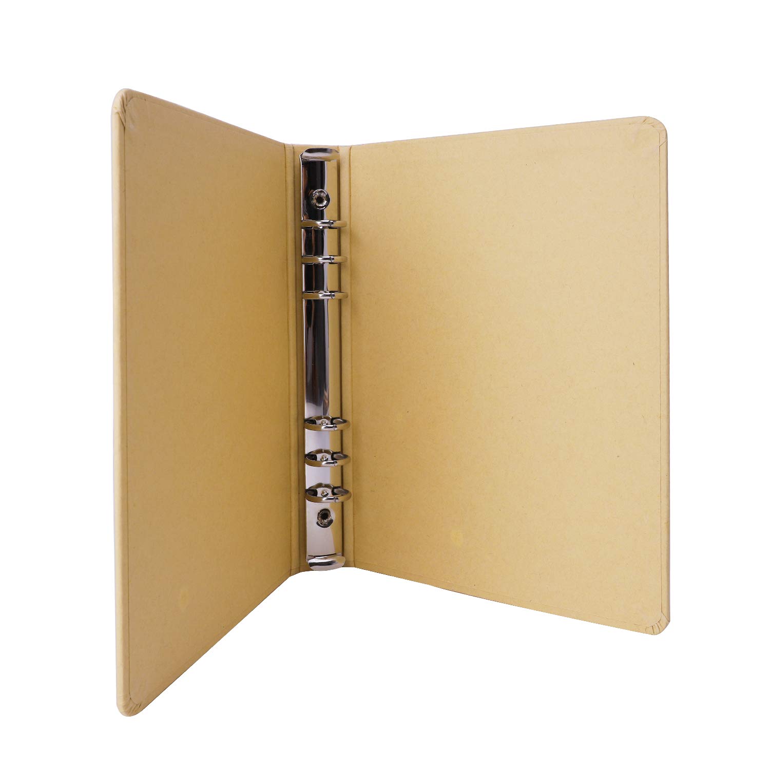 Blank A5/B5 Kraft Paper Hardcover 9-Holes Round Ring Binder Protector for Notebook Diary Journal Inserted Sheets,School Office Supplies Loose Leaf Binder Folder File Cover Organizer Planner