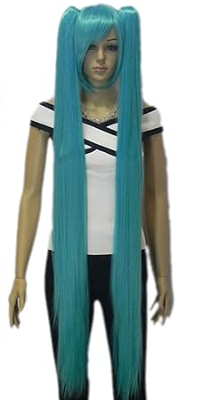 QIYUN.Z Haarteile Damen Perücken Vocaloid Hatsune Miku 2 Clip-On- Pferdeschwanz Lange Gerade Cosplay Anime Kostüm Kunsthaar V