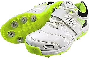 HITMAX Bullrun Metal Spikes Cricket Shoes for Men- Lightweight