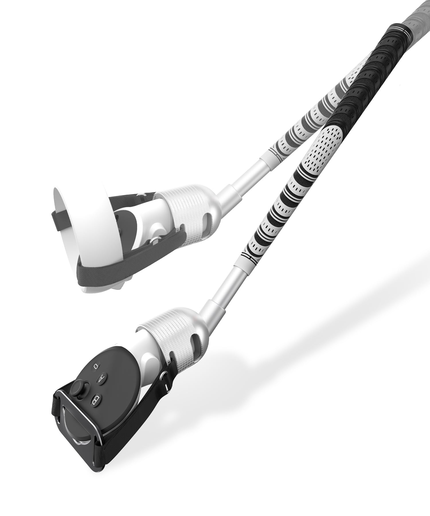 BRICOK Aluminium Alloy VR Golf Club Attachment for Meta Oculus Quest 3/Quest 2/Meta Quest 3S Unblock Signal Aluminum VR Golf Club Attachment 1:1 Molded Controller Adapter & Fixed Plate (Black)