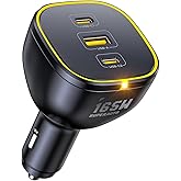 AOHI 165W Laptop Car Charger Adapter 140W PD 3.1/ 100W PD 3.0 USB C Super Fast Charging PPS 45W 3-Ports QC5.0 Car Lighter Cha