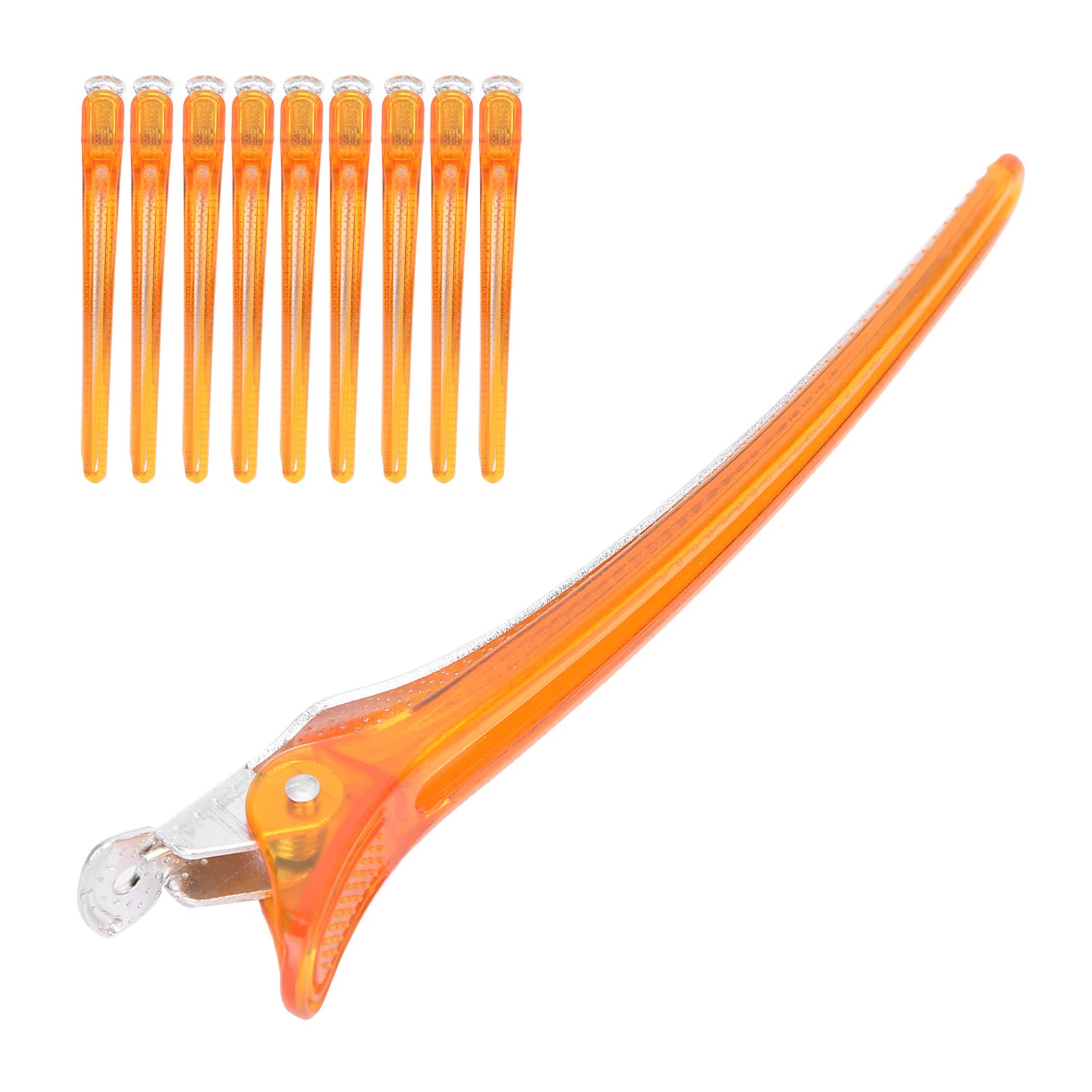 10pcs Styling Hair Clip,Non Skid Duck Billed Hair Clips,Styling Sectioning Clip for Thick and Thin Hair,Portable Salon Hairdressing Tool(Orange)