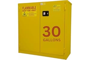 Jamco 30 Gallon Flammable Safety Cabinet, Steel Flammable Storage Cabinet with Lockable Self-Closing Doors, Non Forkliftable, 43" x 18" x 44", Yellow