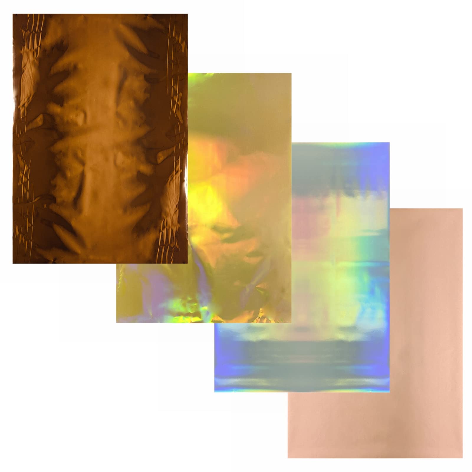 200 PCS Laser Silver Gold Coffee Rose Gold Hot Foil Paper Set Toner Reactive Foil Sheets Hot Stamping Foil Paper 20x29cm by Laser Printer and Laminator for Scrapbooking Craft Cardmaking DIY Album