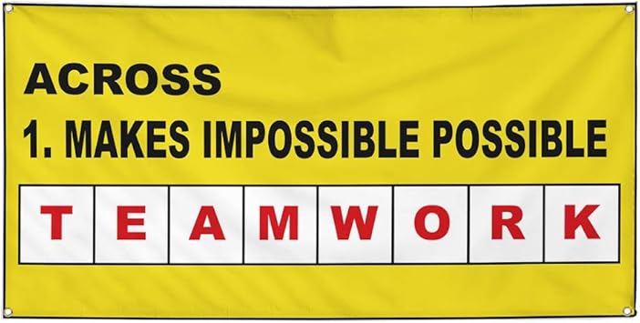 Amazon Com Vinyl Banner Sign Teamwork Makes Possible Yellow