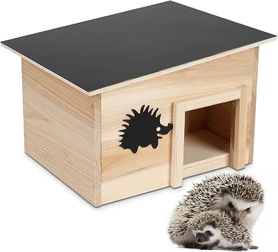 Geezy Wooden Hedgehog House Predator Proof with Removable Roof and Compartments