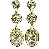 Boho Western Earrings Vintage Turquoise Concho Statement Earrings Country Outfit Accessories Jewelry