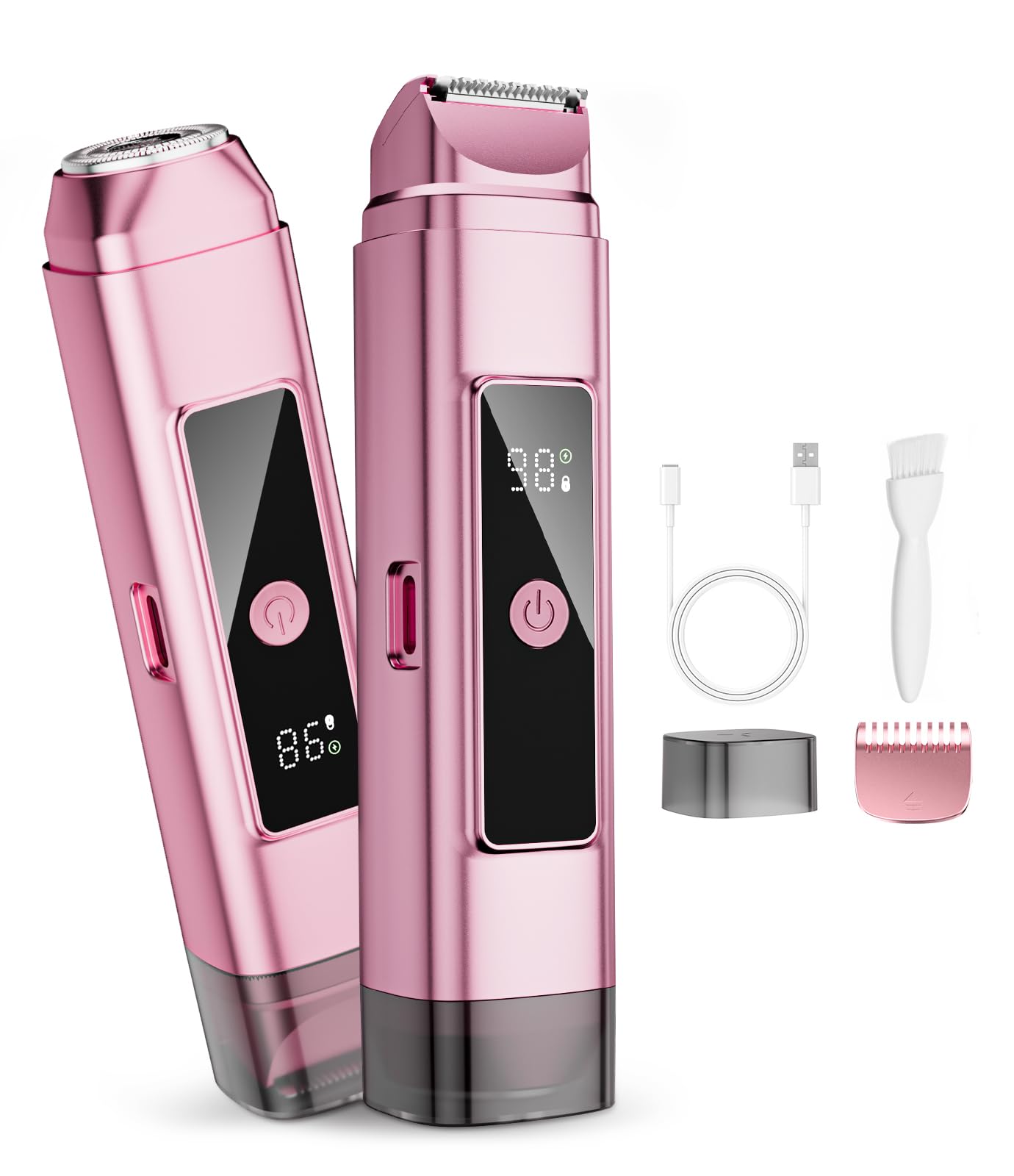 Photo 1 of Dynooper Bikini Trimmer for Women Electric Razors, Electric Razor 2 in 1 Shaver Pubic Hair, LED Display with IPX7 Waterproof - Rechargeable Lady Trimmer for Underarm Body Leg Face - Carmine Pink
