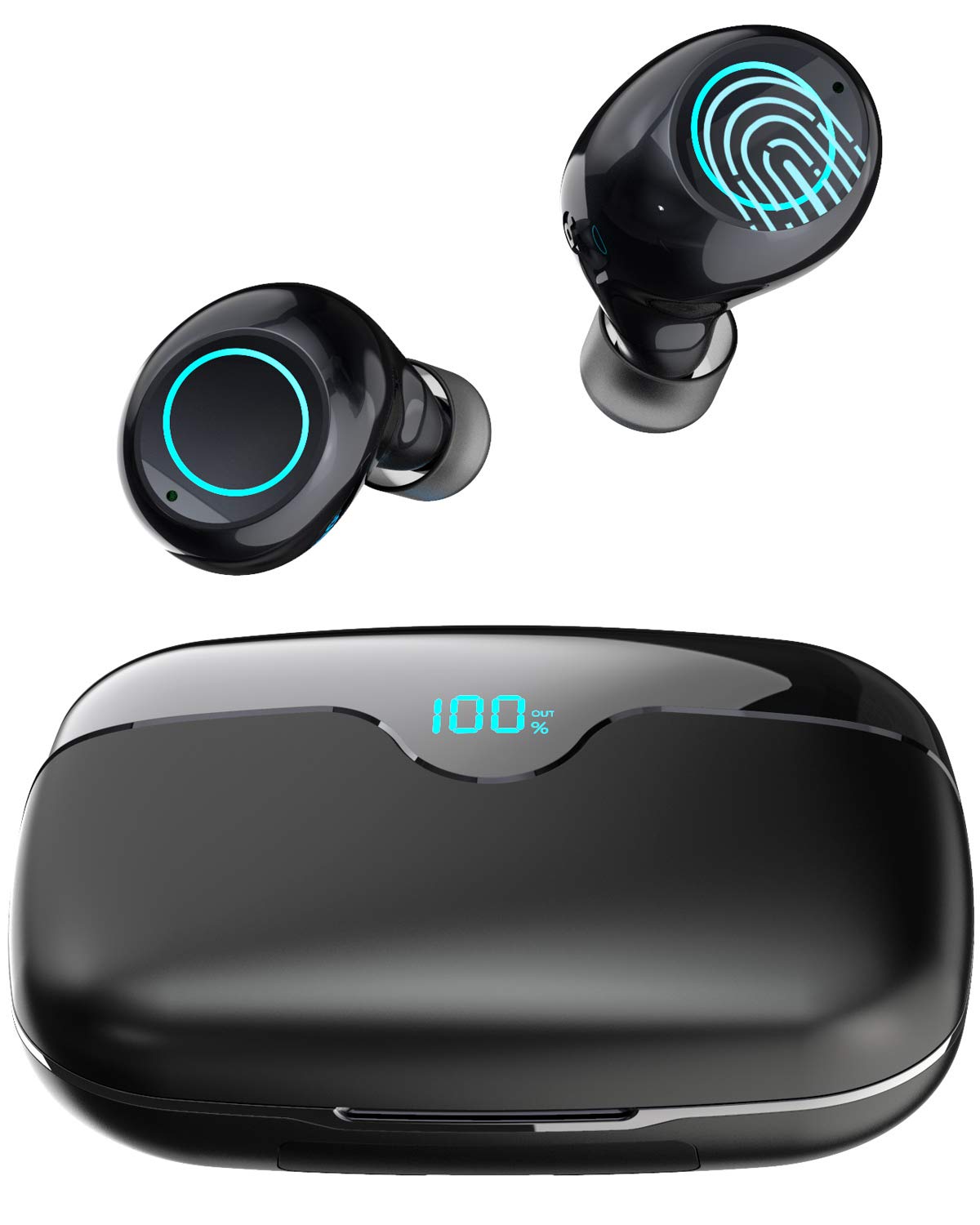 Negro Audífonos Bluetooth Deportivos IPX5 Resistente al Agua con Micrófono  para iPhone y Android 1Mii Auriculares Bluetooth 5.0 Auriculares  Inalámbricos TWS Batería Larga Duración con Caja de Carga Accesorios Audio  y vídeo