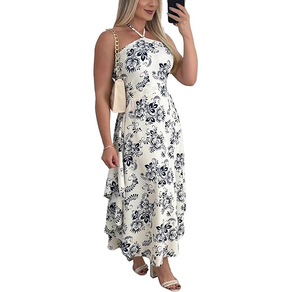 Angie Women's Halter Maxi Dress with Lace Insets Dress, Latte, Small at Amazon Women's Clothing store Angie Women's Halter Maxi Dress with Lace Insets Dress, Latte, Small at Amazon Women's Clothing store