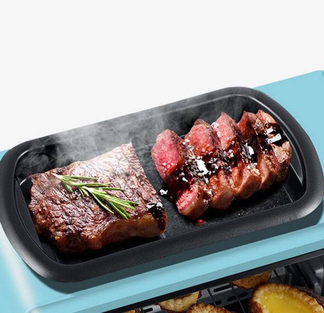 review Electric Grill-Coffee Maker Deep Fryer 3-in-1 Home Multi-Function Breakfast Machine 1050W / 9L U-Shaped Aluminum Tube Heating 30 Minute Time Switch (Color : Pink)