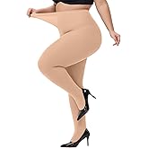 CACCICO Plus Size Tights for Women Super Soft 80D Semi Opaque Pantyhose Stretchable Women's Stockings 1XL - 4XL Beige-4XL