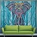 Elephant Tapestry Vintage Blue Old Wooden Plank Tapestry Wall Hanging Bohemian Mandala Tapestry Psychedelic Wall Tapestry Watercolor Hippie Indian Tapestry Decor(Blue Elephant,51.2