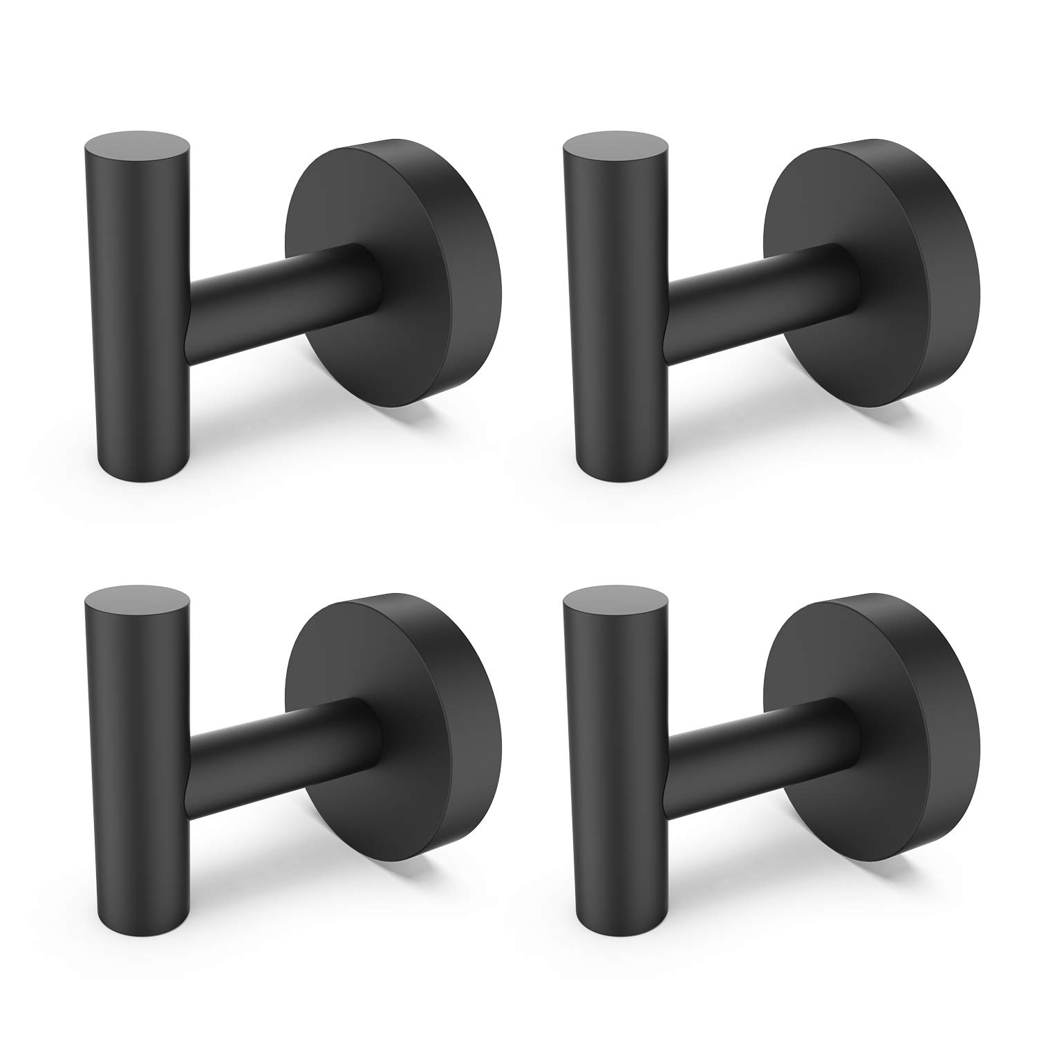 Tuggui Towel Robe Hooks SUS 304 Stainless Steel Bathroom Kichten Wall Hanger (4, Black)