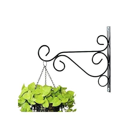 NAYAB Metal L Ring Bracket Wall Hanging Planter Hook, Black, LxWxH- 27 x 2 x 27 cm, 1 Piece