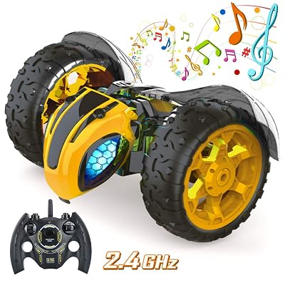 Jasonwell RC Car for Kids Remote Control Cars for Boys 2.4Ghz 1:8 Rechargable Off Road Race Car Bumble Lightning Bee Rock Crawler Music Electric RC