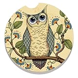 CounterArt Absorbent Stoneware Car Coaster, Wise Owl
