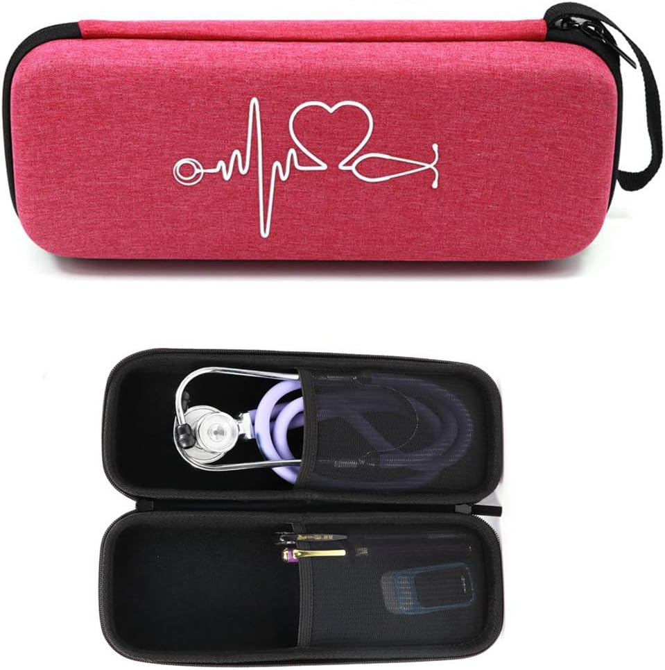 Stethoscope Carrying Case, Mesh Pocket for Nurse Accessories (Rose red)