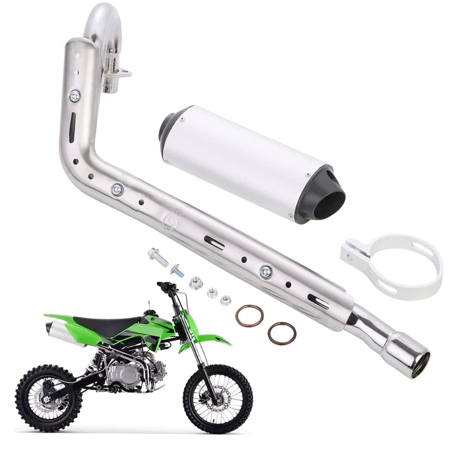 Photo 1 of 28mm High Performance Exhaust Muffler Silencer Pipe Assembly kit 90cc 110cc 125cc Dirt Pit Bike CRF50 SSR Baja Coolster Piranha Pister Pro Taotao 125cc TTR Taotao DB10 DB14 BMS pro 70