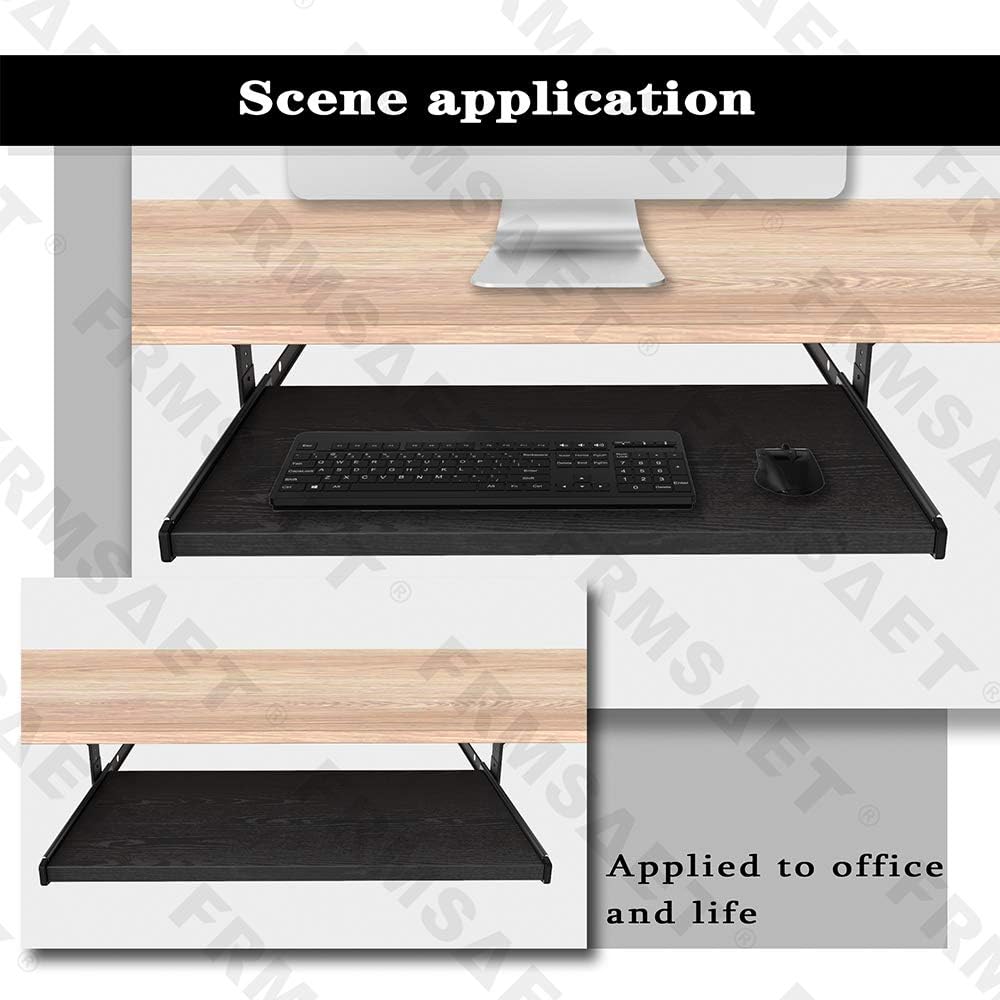 FRMSAET Furniture Accessories Office Product Suits Hardware 20/24/30 inches Keyboard Drawer Tray Wood Holder Under Desk Adjustable Height Platform. (24 inches, Black) : Office Products