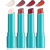Loobexery 4 Pcs Lip Tint Hydrating, Moisturizing Tinted Lip Balm, Long-Lasting Waterproof Lip Gloss Lipstick Set, Natural Lip Moisturizer with Vitamin E, Non-Stick Cup Lip Tint Stain (01#)