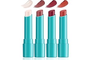 Loobexery 4 Pcs Lip Tint Hydrating, Moisturizing Tinted Lip Balm, Long-Lasting Waterproof Lip Gloss Lipstick Set, Natural Lip Moisturizer with Vitamin E, Non-Stick Cup Lip Tint Stain