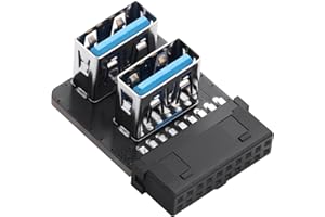 SinLoon USB 3.0 Front Panel Header USB 3.0 19/20Pin Female to Dual USB A Female Motherboard Front Connector Converter (Type 1